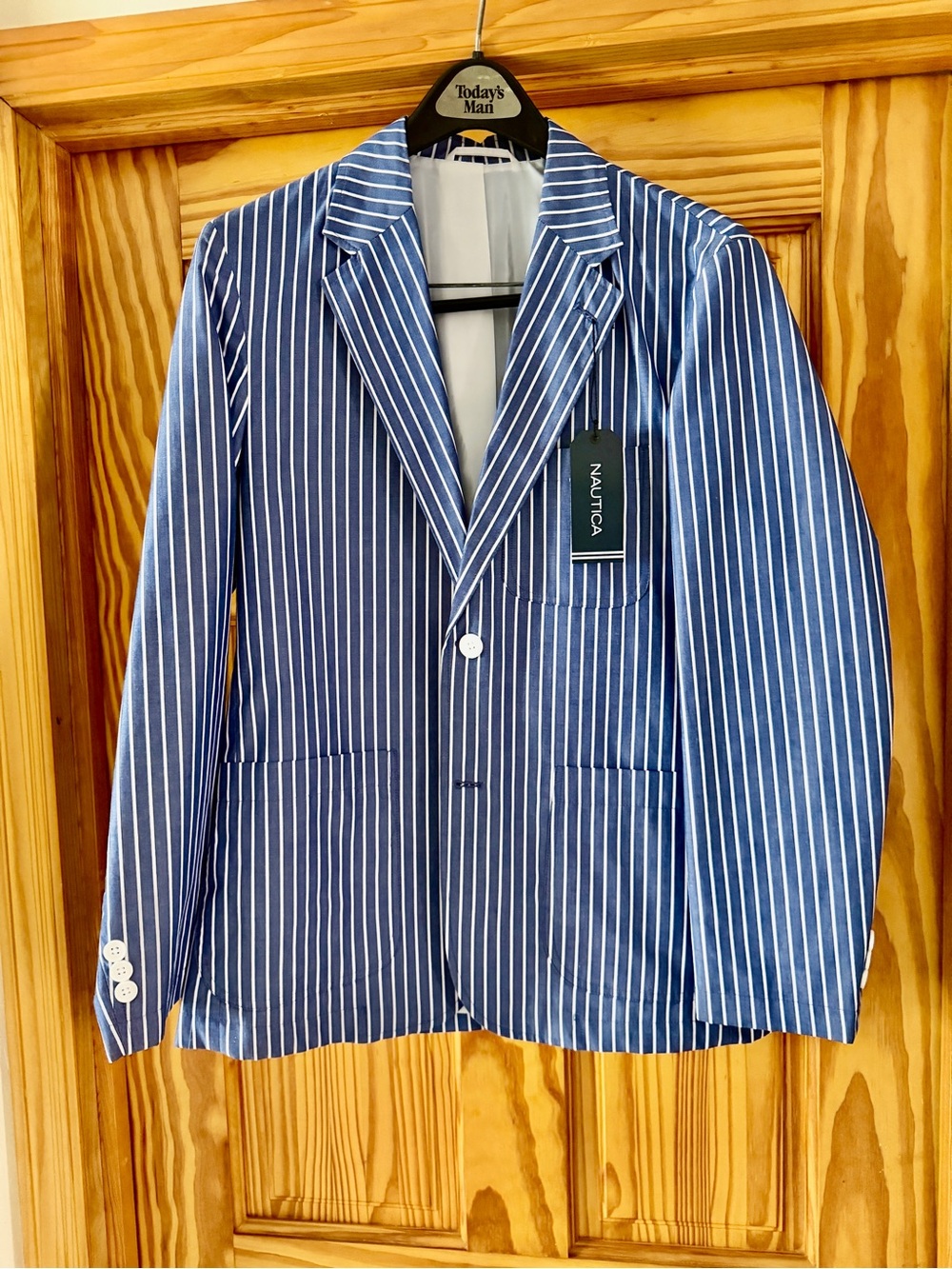 Nautica Men's Blue Pinstripe Blazer